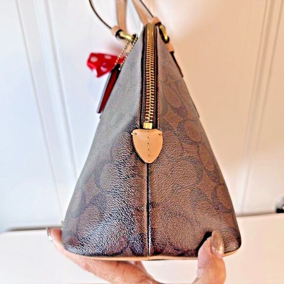 Coach Cora Domed Satchel F26184 Brown Coated Canvas/Leather Handbag Purse - Picture 10 of 14